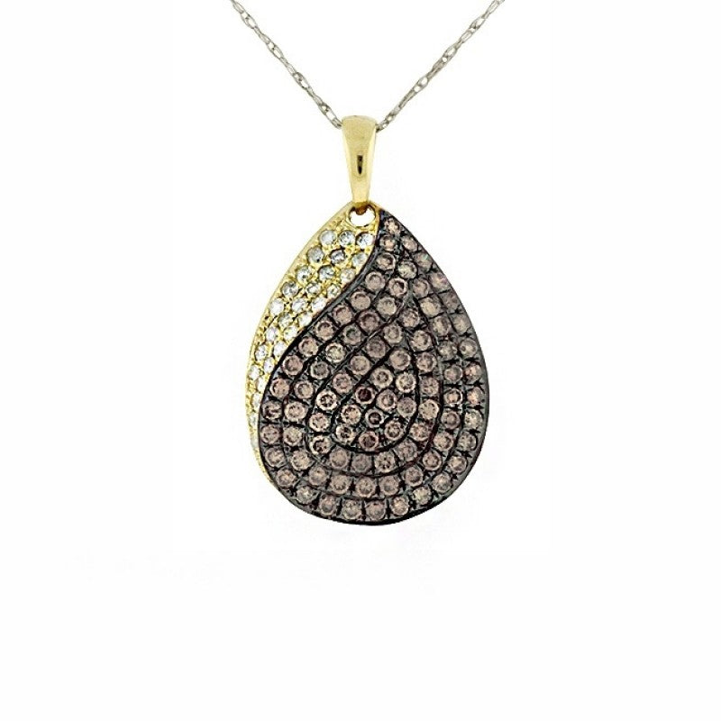 Sotiya Coffee and White Zirconia Twist Pendant Necklace Sterling Silver