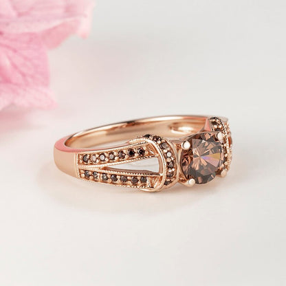 Sotiya Unique Design Round Cut Chocolate Engagement Ring Sterling Silver