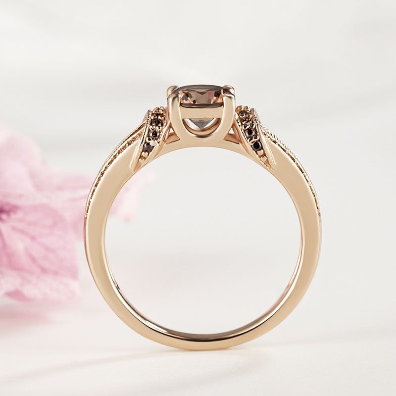 Sotiya Unique Design Round Cut Chocolate Engagement Ring Sterling Silver