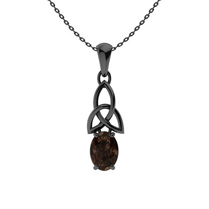 Sotiya Coffee Oval Cut Celtic Knot Necklace Sterling Silver