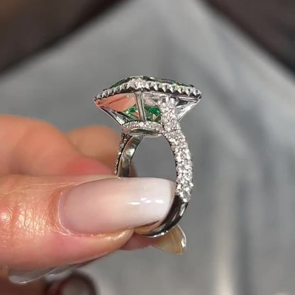 Sotiya Paraiba Halo Radiant Cut Engagement Ring Sterling Silver