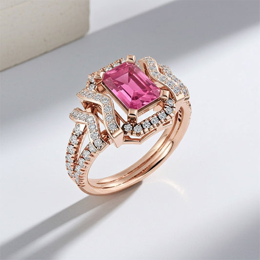 Sotiya Vintage Emerald Cut Coffee Engagement Ring Sterling Silver